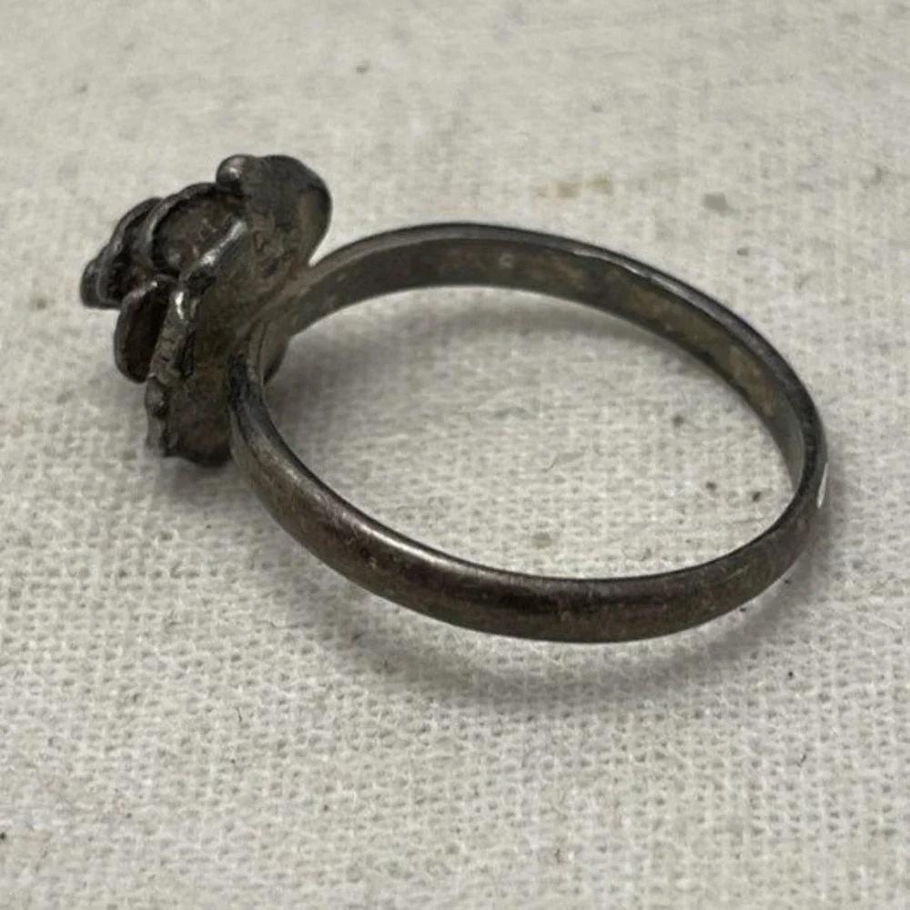 Vintage Sterling Silver Rose Flower Ring Size 6 Floral Botanical Band 2.2g